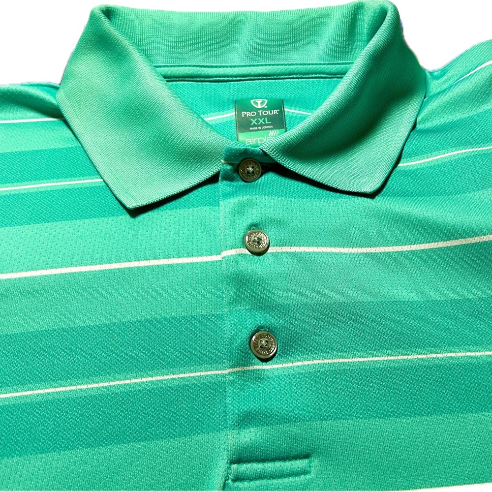 Pro Tour ~ Polo ~ Men's Shirt ~ XXL ~ Green -White~ AirPlay ~Golf-Golfer- Casual